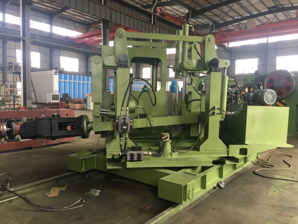 CNC forging manipulator handling a hot workpiece in an open die forging line