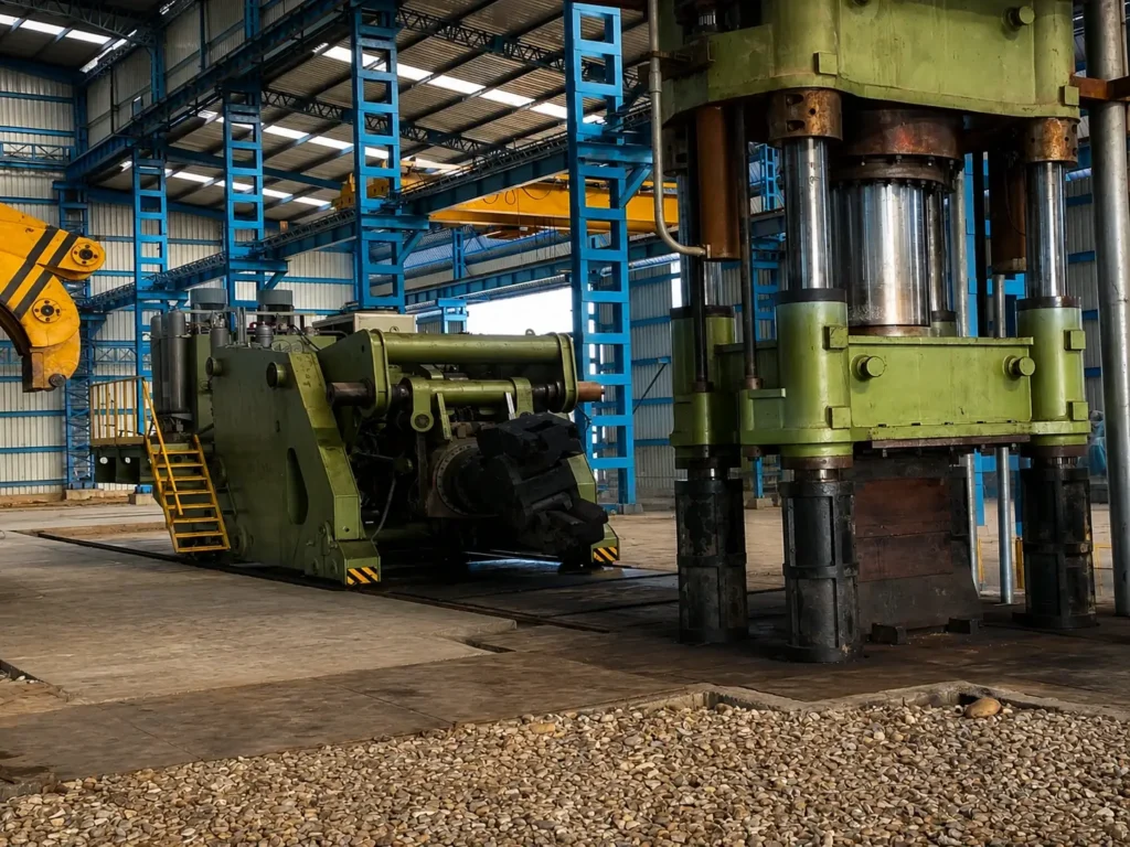 Hydraulic open die forging press with manipulator